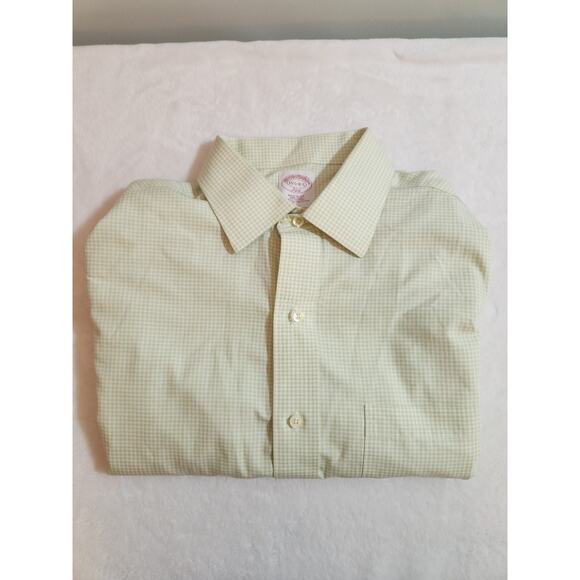 Brooks Brothers 100% Cotton Shirt Mens 15.5 34 35 Medium Green Check Long Sleeve - Picture 1 of 10